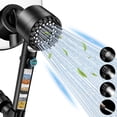 thumbnail image 1 of FEELSO Cabezal de regadera alta presión con teléfono de mano, cabezal filtrado 4 rociadores con boquillas antiobstrucción mejoradas p/agua dura, reduce piel seca y con picazón, negro, 1 of 9