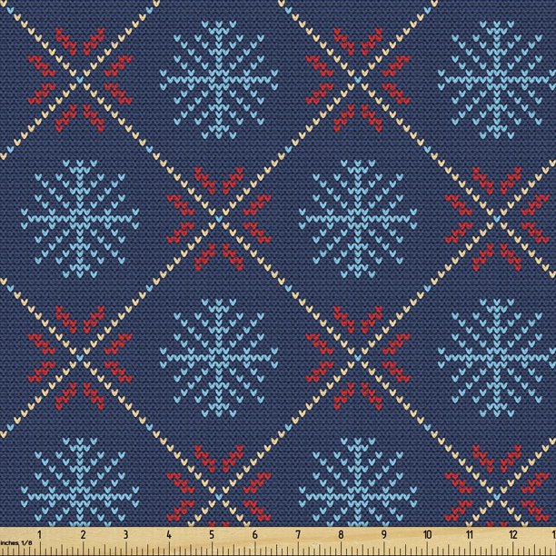 Nordic Fabric by the Yard Upholstery Checkered Pattern with Vintage