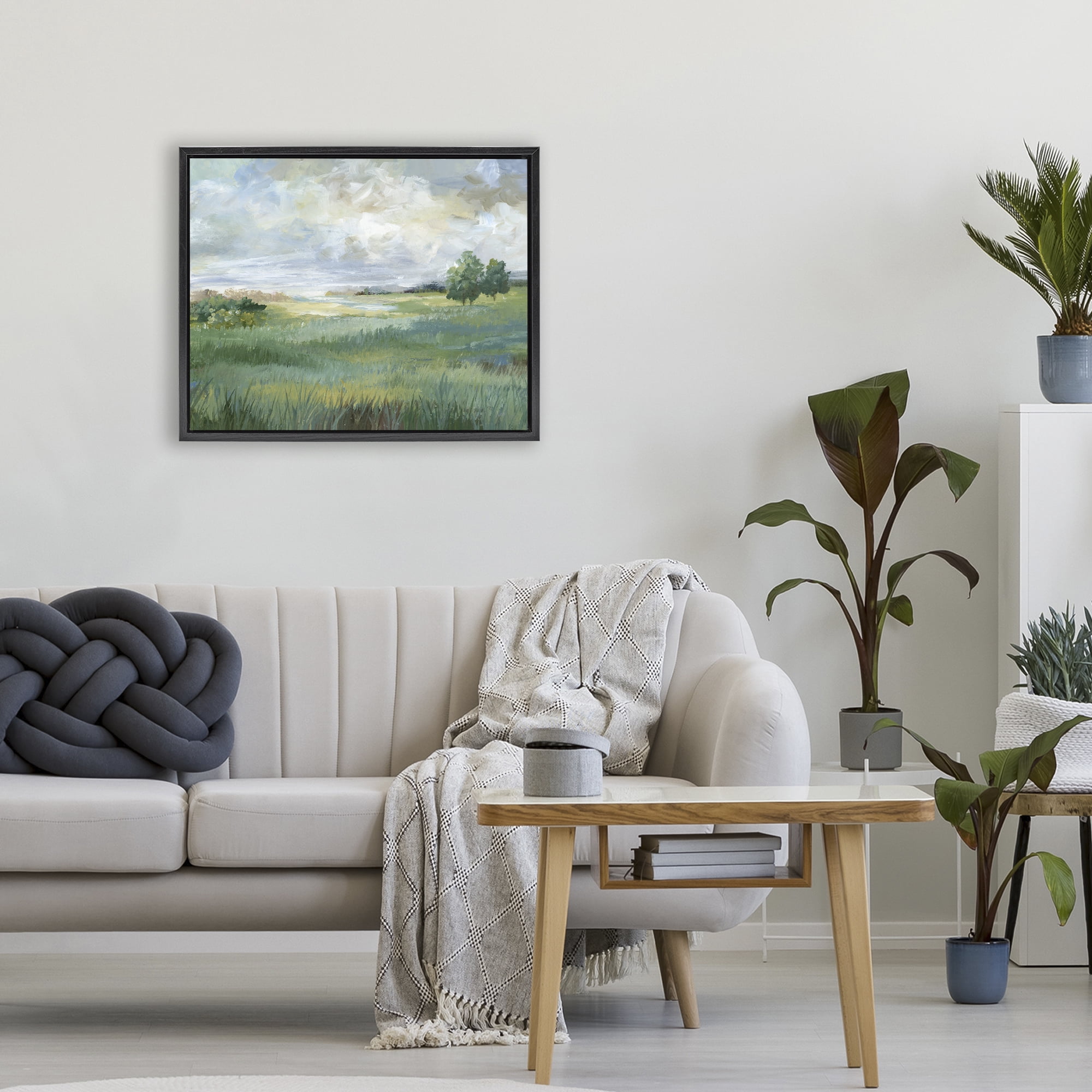 Stupell Industries Idyllic Summer Field Black Framed Floater Canvas Wall Art, design by Nan