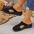 thumbnail image 6 of Miluxas Women's Breathable Hollow Cutout Wedge Slide Mules, Backless Slip On Platform Orthopedic Walking Clogs, Non Slip Soft Leather Casual Shoes Black 5.5(36), 6 of 7