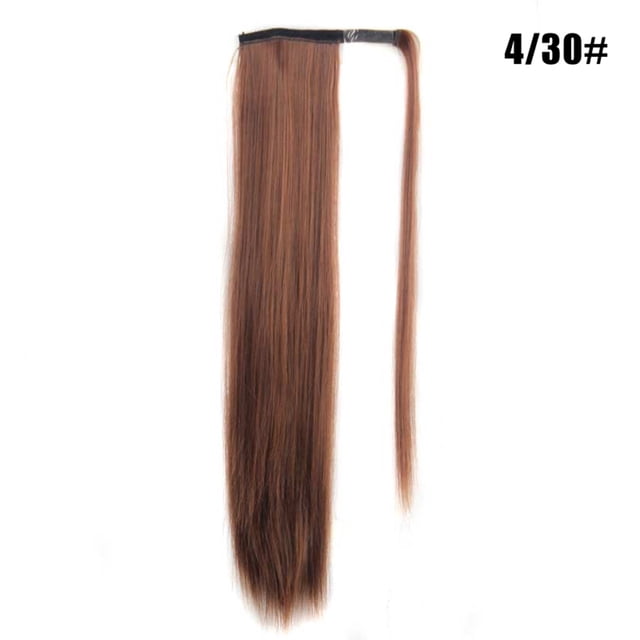 Perruque Queue de Cheval Droite à Crochet et Boucle Fibre Synthétique Résistante à la Chaleur Longue Extension de Cheveux pour Femmes