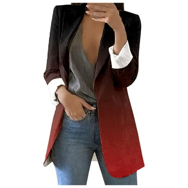 rinsvye Women Blazers Coat Suit Cardigan Work Office Suit 3/4 Sleeve ...