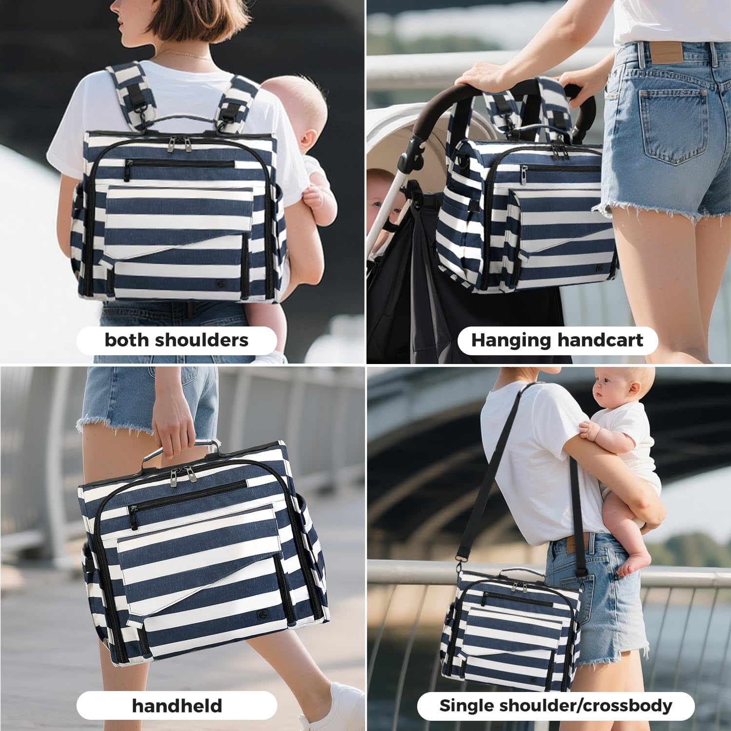 BRONZY Diaper Bag Large - Convertible Design Converts to Tote Bag, Stroller-Friendly & Waterproof Fabric, Spacious Storage for Baby Essentials