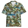 thumbnail image 3 of Camisa hawaiana con estampado de dinosaurio y gato para hombre, divertidas camisas hawaianas con estampado 3D de animales, blusas de moda con solapa, blusas para niños, mangas cortas, 3 of 5