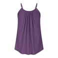 thumbnail image 5 of Aboser Plus Size Camisole Tops for Women Summer Spaghetti Strap Cami Tank Top Elegant Pleated Front Shirts Loose Fit Hide Belly Blouses Solid Color Camisoles Purple XL, 5 of 8
