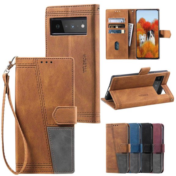 For Google Pixel 7 Pro Shockproof Phone Case Flip Leather Card Slot Wallet Phone Case Cover With Wristband