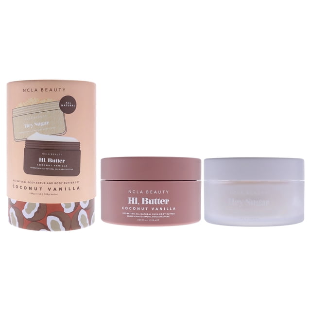 Set de exfoliante y manteca corporal totalmente naturales - Coco y vainilla de NCLA para mujer - 2 piezas de manteca corporal de 100 g, exfoliante corporal de 100 g