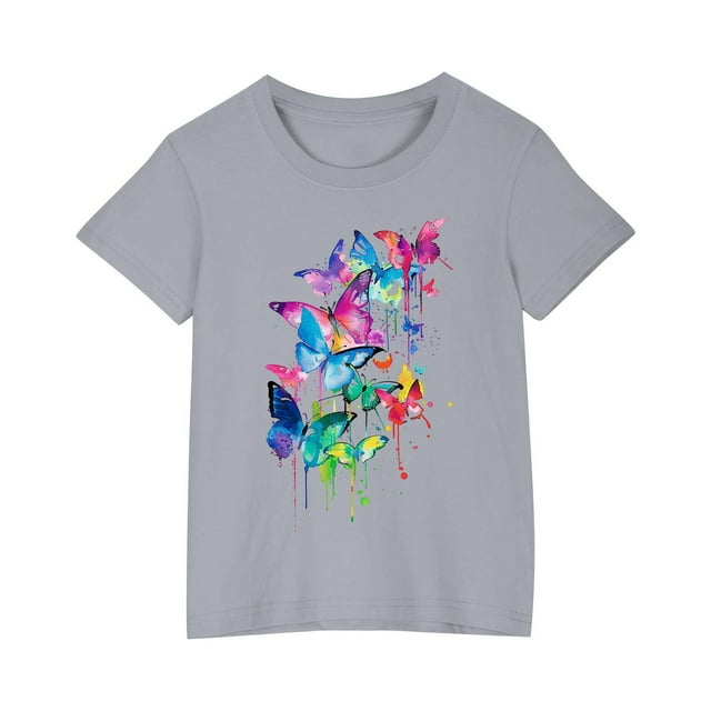 Birdeem T-Shirts pour Filles Tout-Petits Enfants Garçons Filles T-Shirt en Coton Mode Mignon Col Rond T-Shirt Imprimé Haut à Manches Courtes