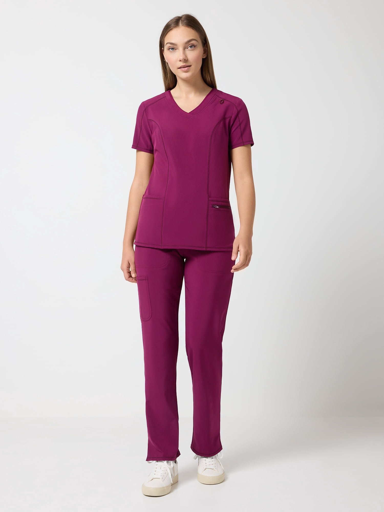 Scrubstar Performance Women’s Shaped Antimicrobial Mesh Panel V-Neck Scrub Top, Sizes XS–3XL