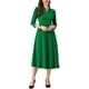thumbnail image 1 of Vestido de trabajo para mujeres INSPIRE CHIC, corte A, mangas 3/4, vestido midi elegante, verde, talla S, 1 of 6