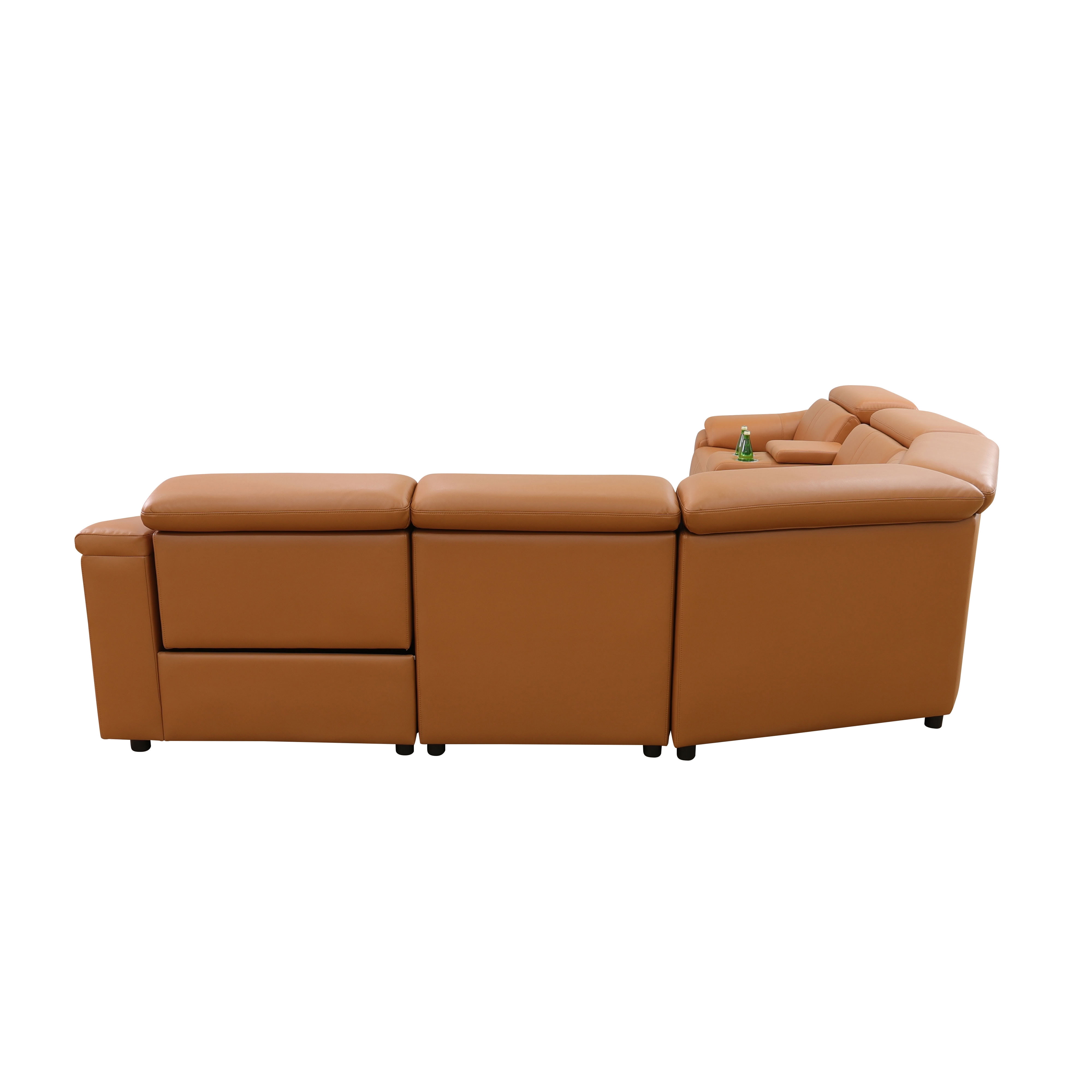 MAYEERTY Sectional Recliner Sofa Set, Leather 5-Seater Reclining Couch with Console, LED Lights, USB Ports & Cup Holders for Living Room, Home Theater