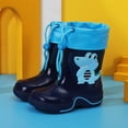 thumbnail image 2 of LYHaoo Kids Rain Boots For Boys Mid Calf Boots With Adjustable Comfortable Non Outdoor Play Shoes For Daily School And Casual Wear Sizes 3 Blue(Big Kid), 2 of 4