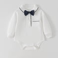 thumbnail image 2 of mgoYE Infant Baby Boy Formal Dress Shirt Bodysuit Long Sleeve Button Up One-Piece Collar Romper Jumpsuit Wedding Party, 2 of 9
