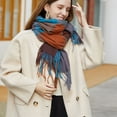 thumbnail image 4 of Ljudmp Womens Winter Grid Shawls Wraps Ladies Scarf Warm Scarves Long Large Scarves Knit Tassel Lattice Splicing Blanket Scarf Blue, 4 of 4