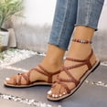 thumbnail image 6 of hoksml Women's Braided Gladiator Flat Sandals Crisscross Straps Open Toe Bohemian Summer Beach Shoes, 6 of 9