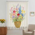 thumbnail image 2 of Spring Flowers Basket Sheer Curtains 108" Extra Long, Vintage Colorful Floral Light Filering Curtains, Privacy Drapes Simi Floor to Veiling Curtain for Living Room Bedroom Large Window Treatment, 2 of 9