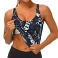 thumbnail image 4 of Haiem Anchors and Lighthouse Pattern Womens Sports Bra - U Neck Padded Low Impact Yoga Bra Workout Crop Top Gym Moisture-Wicking Workout Vest -Large, 4 of 9