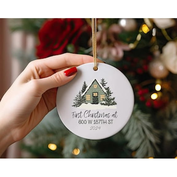 Personalized First Christmas at New Home Ornament 2025 Custom Address Holiday Housewarming Gift New Homeowner Gift