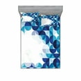 thumbnail image 2 of Ambesonne Geometric Fitted Sheet & Pillow Sham Set, Modern White Circles, Twinxl, Dark Blue White and Blue, 2 of 3