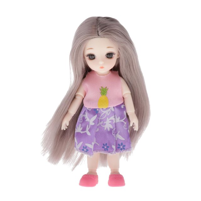 Ropa de muñeca 13 articuciones Muñeca Moda Zapatos Set Juguete Cabello liso gris Zulema Muñeca de juguete para niñas