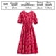 thumbnail image 2 of Vestido de primavera para mujer 2023, manga corta, único, cruzado, informal, midi, vestidos de sol, mangas abullonadas, falda floral, vestidos de verano para mujer, 2 of 8