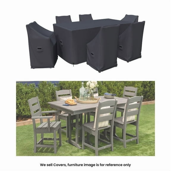 Covers & all Outdoor Dining Set Covers for Lakeside 7-Piece Table & Chairs, Water-Repellent UV-Resistant Polyester