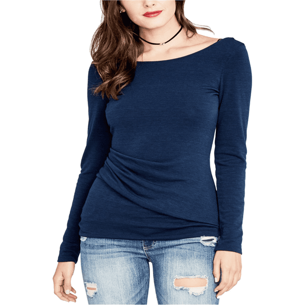 Rachel Roy Blusa de punto fruncido para mujer, azul, XXL Rachel Roy Tejer
