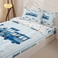 thumbnail image 3 of Castle Fairy Watercolor Train Zipper Twin Comforter Sets with Fitted Sheet and 2 Pillowcases,Stripe Cloud Art Zipper Bedding Set for Bedroom,Light Blue White,4-Piece,Reversible, 3 of 6