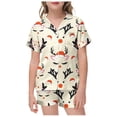 thumbnail image 1 of WEAIXIMIUNG Ensemble de Pyjamas pour Petites Filles et Garçons, Satin de Noël, Manches Courtes, 2 Pcs, Classique, 2-3 Ans, 1 of 4