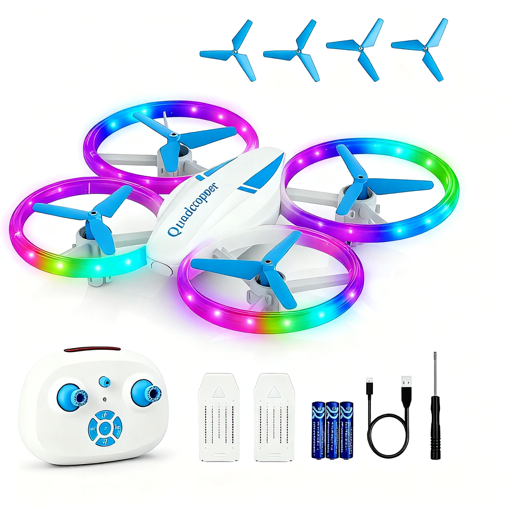 EACOPOL Kids Drone, Mini Drone, Beginner Drones with LED Lights for Kids, LED Remote Control Drone, Indoor Outdoor Mini Quadcopter Toy, Christmas Birthday Gift for Boys Girls (Blue)