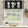 thumbnail image 2 of Chef Gnomes Curtain Valances for Windows, Kitchen Valance Window Treatments Panel 2 Pack, Black White Plaid Dessert Maker Cake Rod Pocket Short Curtains for Bathroom Bedroom 42 x 12 Inch, 2 of 8