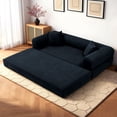 thumbnail image 4 of 4-in-1 Folding Convertible Sofa Bed, 80 Inch Corduroy Upholstered Boneless Couch, Loveseat Sleeper with Pull Out Bed, Floor Sofa Modular Futon Teddy Sofa for Living Room Bedroom Lounge, Deep Blue, 4 of 14