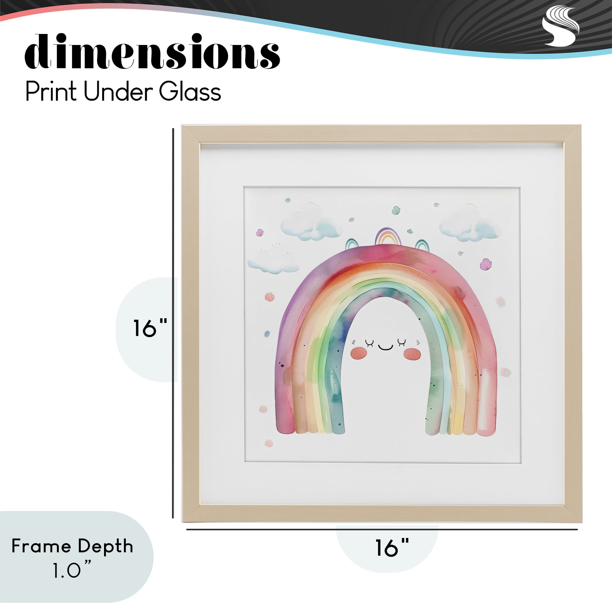 Stupell Industries Cute Smiling Rainbow Birch Framed Print Under Glass, design by Creative Studio