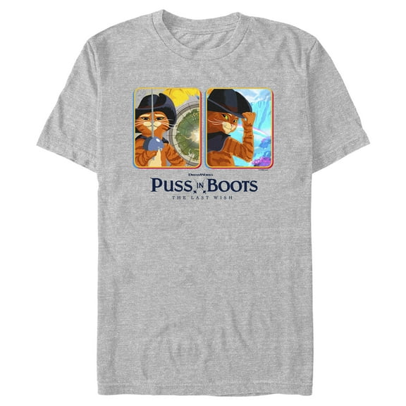 Men's Puss in Boots: The Last Wish Animated Cards  Graphic Tee Athletic Heather 2X Large