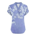 thumbnail image 3 of Cilsoka Womens V Neck Shirts Short Sleeve Henley Tops Button Floral Print T Shirts Work Tops Casual Tunic Tops Summer Fashion Clothing, 3 of 5