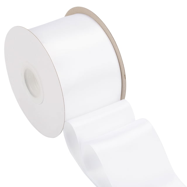Joycrosso White Ribbon 3 Inch Wide Thick Fabric Ribbon, 50 Yards Double Faced Satin for Chair Sash Bows Making Bouquet Sewing Christmas Decoration