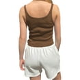 thumbnail image 4 of xiaxaixu Women Basic Knitted Cropped Tank Sleeveless Square Neck Fitted Workout Tanks Top Sexy Going Out Racerback (Basic Khaki, M), 4 of 5