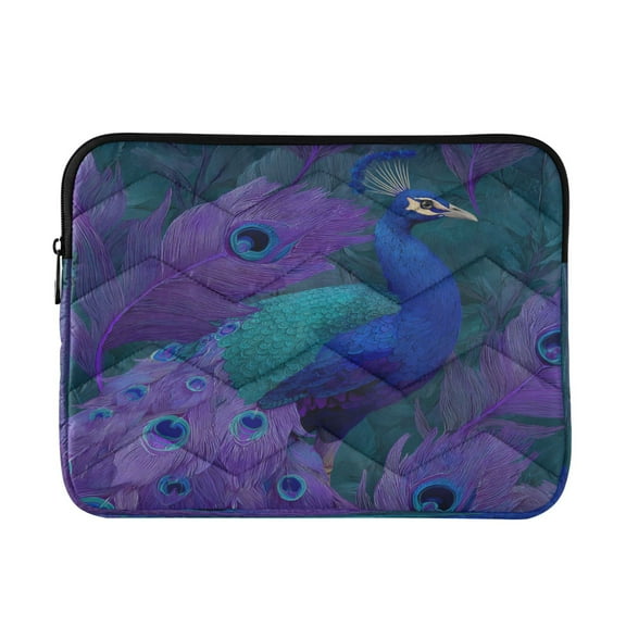 Quilted Laptop Sleeve for 13-16 Inch Laptops Protective Laptop Case Cover Lightweight Travel & Office Essentials Peacock Pattern