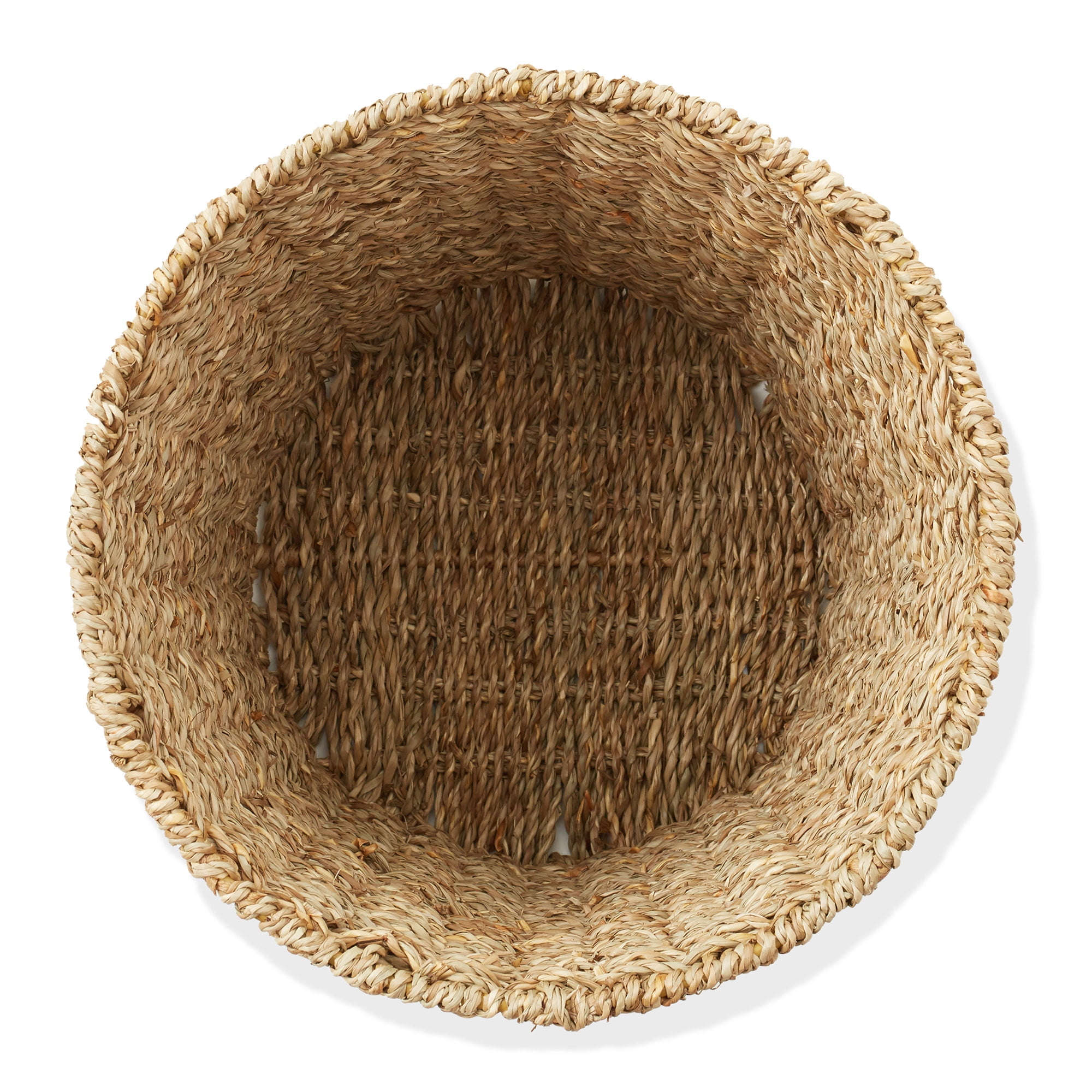 Casafield Seagrass Waste Basket - Natural, Woven Wicker Trash Can for Garbage in the Bathroom, Bedroom, Laundry Room, Home Office
