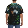 thumbnail image 3 of Rateoe Realistic Style Colorful Wolf A Print Mens Front Pocket Hawaiian Shirts Casual Shirts Short Sleeve Button Down Beach Tropical Shirts-XX-Large, 3 of 5