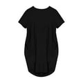 thumbnail image 3 of OKBOP Short Sleeve Round-Neck Dress Womens Jumper Ladies Oversized Baggy Short Sleeve Pocket Pullover Mini Dress cute Sweater Dress Clearance Black L, 3 of 4