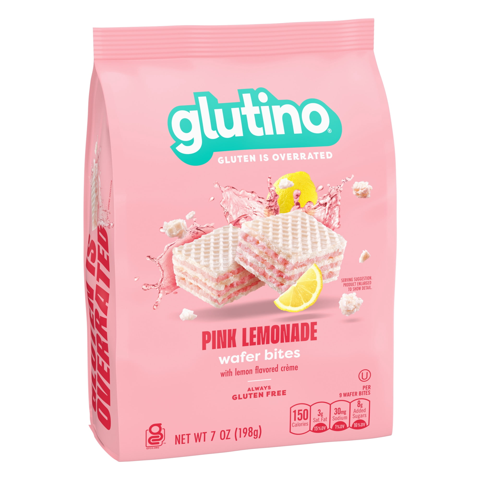 (6 pack) Glutino Pink Lemonade Wafer Bites, Gluten Free Wafer Cookies, 7 oz.