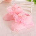 thumbnail image 3 of Lace Socks Girls' Ruffle Bowknot Socks Newborn Infants Socks Princess Frilly Socks Lace Cotton Ankle Socks for Girls, Pink, 3 of 7