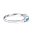 thumbnail image 2 of Four Stone Petite Dainty Lab-Created Blue Opal Ring Band 925 Sterling Silver Size 8, 2 of 5