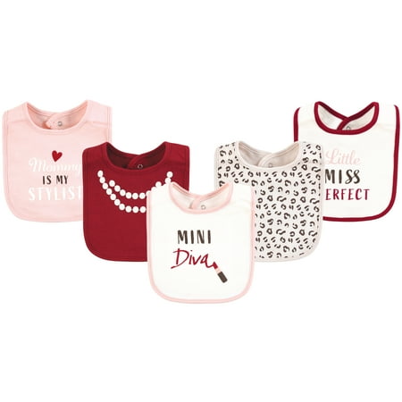 Hudson Baby Infant Girl Cotton Bibs, Mini Diva, One Size