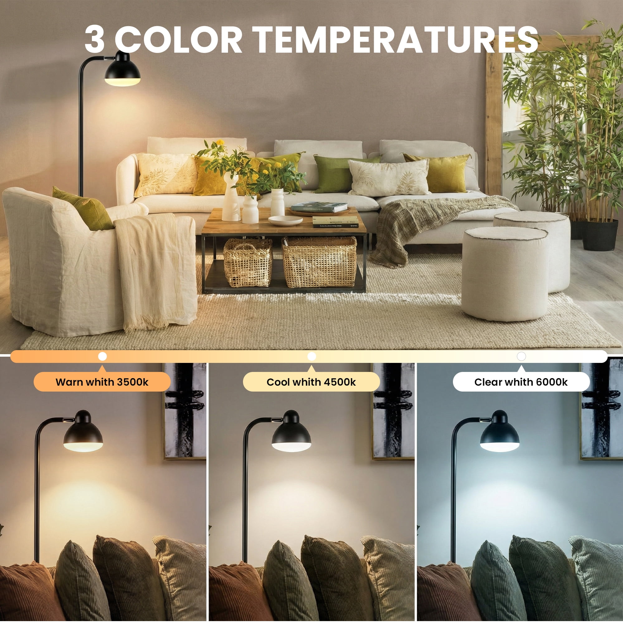 DAYBETTER Floor Lamp for Living Room, Standing Lamp with Remote Control, 1H Timer & Stepless Dimmable Reading Lights for Corner, Living Room, Bedroom, Reading, Office