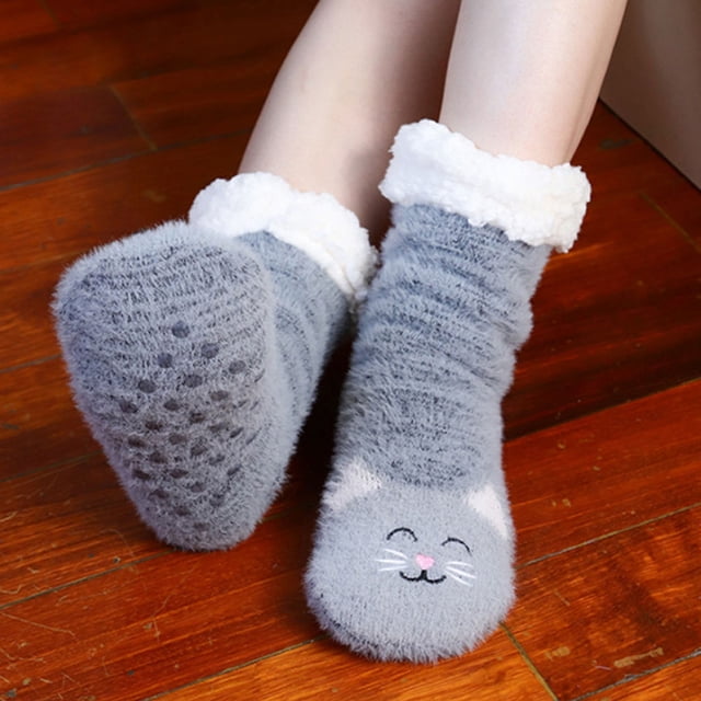 BESTYASH 1Par Calcetines Antideslizantes De Coral Fleece En Para Uso