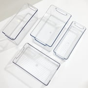 iDesign 4-Piece 50% Recycled Plastic Organizer Bin Set for Pantry and Cabinet Organization, Various Sizes, Clear