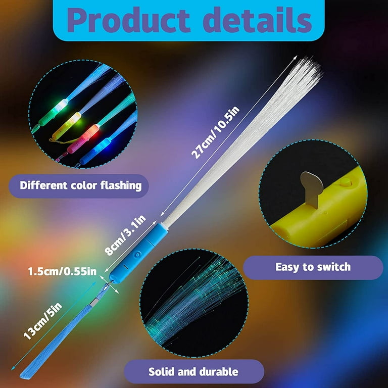 130 Pieces LED Fiber Optic Stick 7 Colors Light Up Fiber Optic Stick Glow  in The Dark Wands for Kid Adults Glow Birthday Entertainment Props Party