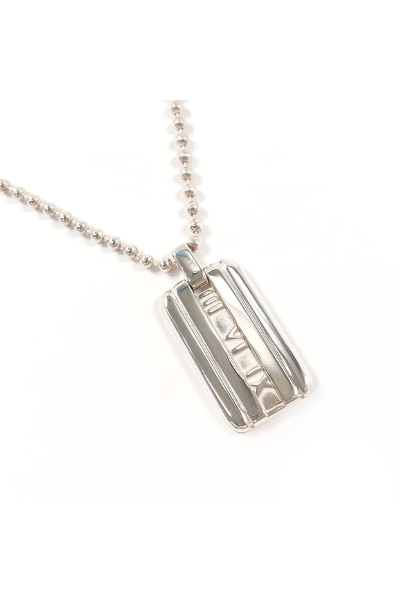 Pre-Owned TIFFANY&Co. Tiffany Atlas Plate Ball Chain Necklace, Sterling Silver 925, Unisex